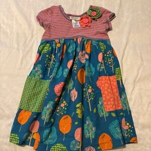 Bonnie Jean Colorful Kids Dress with Floral Accents Sz 5